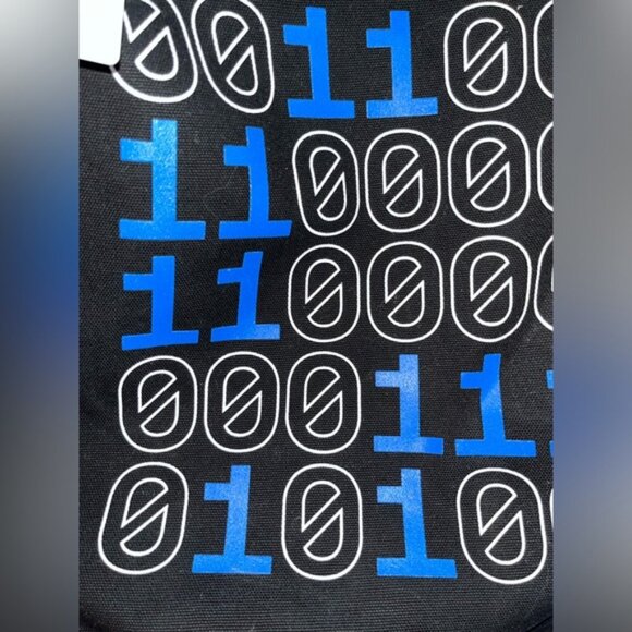 NWT BAGGU Duck Bag Coinbase Black Tote with Blue and White Design - Picture 3 of 11